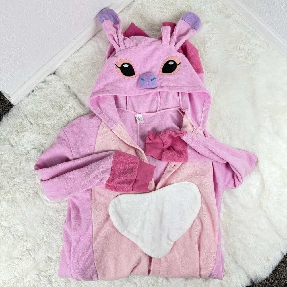 Pink Angel Stitch Character Fleece Onesie Pajamas